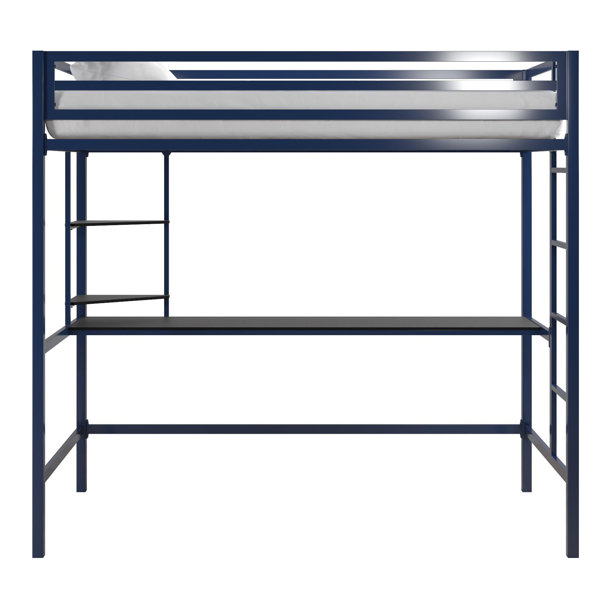 Novogratz Maxwell Metal Loft Bed with BuiltinDesk by Novogratz